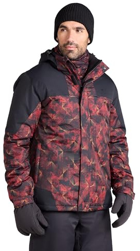 Mountain Warehouse Shadow Mens Printed Ski Jacket - Snowproof, Extra Warmth, Fleece Lined, Adjustable Hem, Cuff & Hood - Ideal Warm Clothing for Holidays Bright Orange L