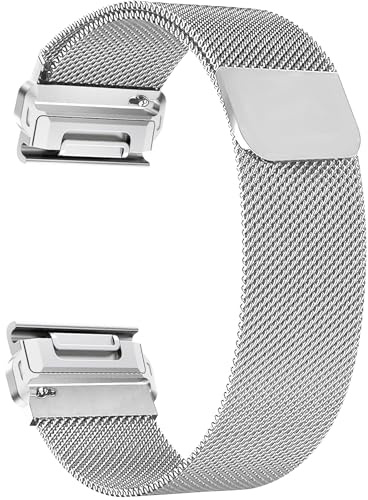 ZoRoll 26 mm Quickfit-armband, kompatibelt med Garmin Fenix 8 51 mm/7X/6X/6X Pro/5X, rostfritt stål metallarmband, ersättningsarmband för Garmin Enduro 3/Quatix 8 51 mm/Tactix 8 51 mm – silver (S)
