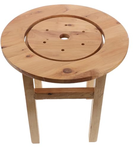 SEWACC Sgabello da bagno in legno - Sgabello antiscivolo per sauna con secchio cavo - Sedile per vapore in legno a quattro gambe - Sedia cava per doccia per vasca da 20 pollici di altezza