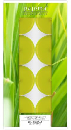 Pajoma Duftteelichte in Aluminiumhülle Candele a lumino profumate, Giallo, 3.5 cm, 8 unità