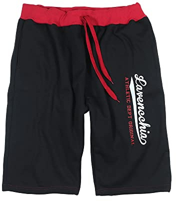 Lavecchia Herren Übergrößen Sweatshorts Sweat Shorts Sport Hose LV-2017 (Schwarz/Rot, 8XL)