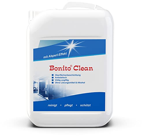 Bonito-Clean Hightech Reiniger aus der Flugzeugindustrie - für Fenster & alle glatten Oberflächen, Antistatisch, 2-in-1 Reinigung & Beschichtung, 10 Liter Kanister