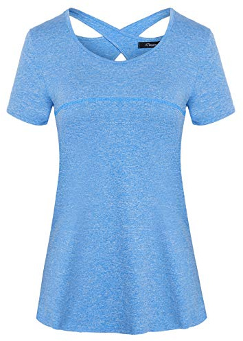 iClosam Maglietta Sportiva Donna T Shirt Palestra Donna Corte Top Elastico Magliette Fitness Yoga
