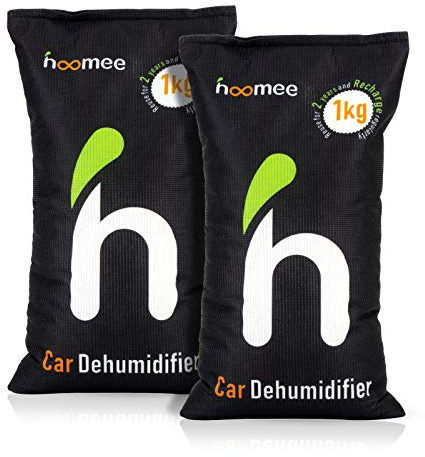 HOOMEE Luftentfeuchter Auto, Anti-Beschlag Entfeuchter Wiederverwendbar, Gegen Feuchtigkeit, Klare Sicht, Winter-Wohnmobil-Zubehör, Feuchtigkeitskissen, Plus Antirutschmatte, 2x1kg