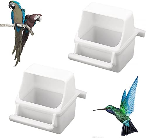 2PCS Bird Slot Feeder,Bird Hanging Bowl Bird Waterer Food Dispensers Bowl for Cockatiel Parakeet