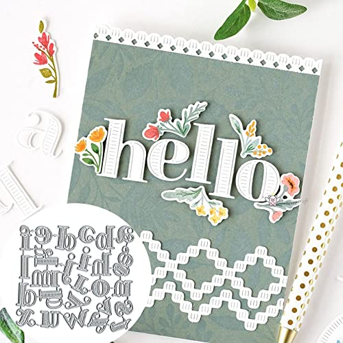 Metall-Stanzformen, 26 Spitzen, Buchstaben, Blume, Blätter, Streifen, Stanzschablonen, DIY, Scrapbooking, Fotoalbum, dekorative Prägung, Papierkarten