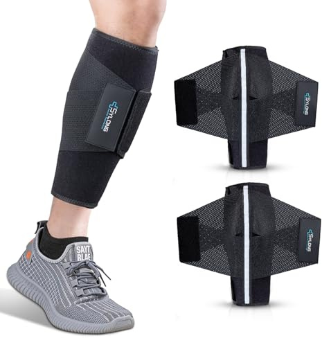 Tutore per polpacci per uomo e donna, fascia elastica a compressione, regolabile, per alleviare il dolore muscolare, gonfiore, tensione e gamba destra (S/M-2 pezzi)