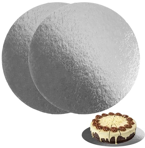 Cake Boards 12 (30cm) - Decorative Round Cardboard Pastry Base - 1 mm Thick - Double Sided Silver - 10 Pack