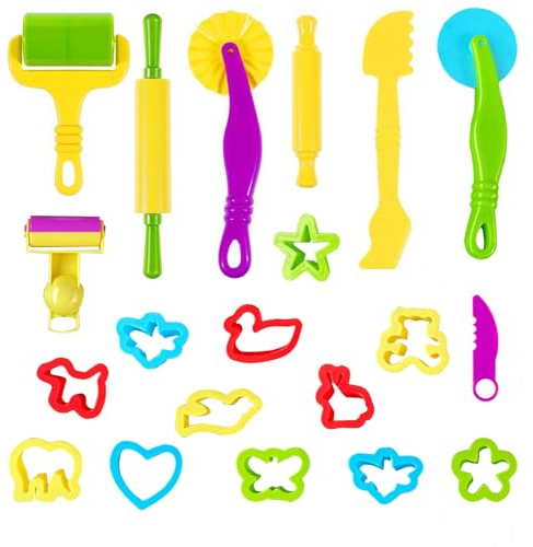 Goldyida 20 pièces Accessoires Pâte à Modeler D'outils de Pâte à Modeler Outils de Pâte À Modeler Moules Kit pour Argile Pâte à Modeler pour Activités Parent-Enfant,Cadeaux de Fête,Couleur aléatoire