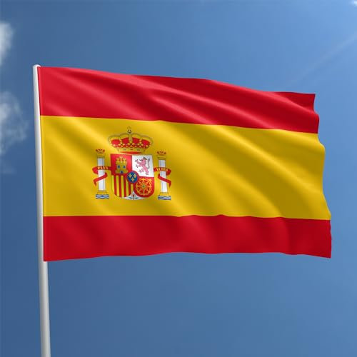 Drapeau Espagne 90 x 150 cm - Polyester Résistant aux Intempéries avec Passant pour Tige - Convient Intérieur/Extérieur