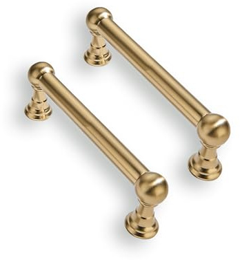 CABDM 10 Pack 3 Inch Solid Kitchen Cabinet Handles Brushed Brass Heavy Duty Cabinet Pulls Satin Brass Drawer Pulls Cabinet Hardware Kitchen Handles for Cabinets Cupboard Handles