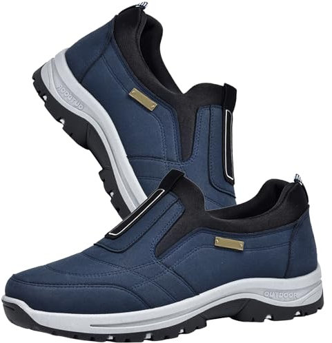 Scarpe Eleganti Uomo Scarpe Uomo Sneakers Cima Bassa Scarpe da Trekking Uomo Pelle Scamosciata Scarpe Ortopediche Uomo Scarpe Uomo Senza Lacci Scarpe Pianta Larga Uomo,Blu,41 EU