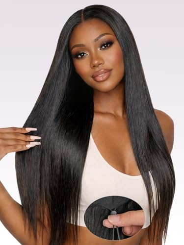 22 Pouces 200 Densité 9X6 HD Lace Drawstring Perruque Cheveux Humain Sans Colle Perruque Femme Naturelle Brésilien Straight Glueless Wig human Hair Pre Plucked Pre Cut for Women Friendly For Beginners