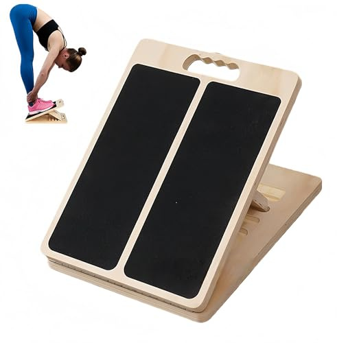 Wooden Slant Balance Board, 4 Adjustable Angles Calf Stretcher | Portable Slant Board, Professional Stretch and Mobility Board, for Exercise, Therapy, and Flexibility Training