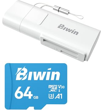 Biwin MS100 Micro SDXC Card 64GB + RC210 SD microSD Card Reader