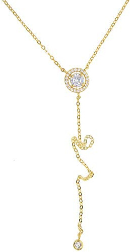 Joyería romántica para mujer, collar 925, círculo, Lariat, tira larga, collares con colgante con dije para chicas lindas