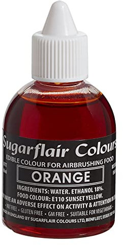 Sugarflair Airbrush Colouring Lebensmittelfarbe Orange - Essbare Lebensmittel Farbe Flüssig, Airbrush-Farbe für Kuchen, Cupcakes, Zuckerguss und Kuchendekorationen - 60ml