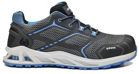 Base Protection B1004 Unisex K-Move Tela Transpirable Suela Resistente a Perforaciones Plantilla Ortopédica Antiestática Punta de Aluminio Zapatos de Seguridad Protectores de Trabajo Gris/Azul, 43