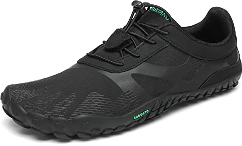 SAGUARO Barfußschuhe Herren Damen Barfussschuhe Traillaufschuhe Zehen Training Fitnessschuhe Outdoor Barfuss Wanderschuhe Atmungsaktiv Schnell Trocknend Badeschuhe, Tinte schwarz, 41 EU