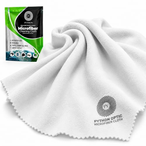 Python Premium OLED Microfiber Cloth 12x16in - Scratch-Free Optical Lens & Glasses Cleaner, Screen Cleaning for Computers, TVs, Apple Devices, Zeiss Lenses, Luxury Watches & Expensive Optics