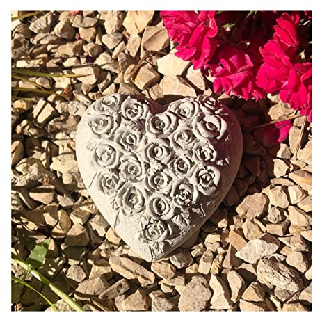 Radami Herz Rosenherz Rosenbouquet Grabherz Rosen Grabschmuck Gedenkstein 8cm Natur