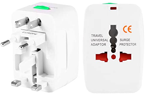 Adaptador Enchufe de Viaje Universal Todo en Uno, Enchufe Adaptador Internacional para AU, UK, US, EU [Compacto y Cómodo] - Cargador para Europa, Reino Unido, Americano, Australia y Otros Países