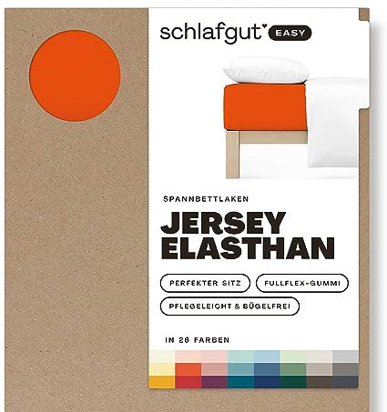 Schlafgut Easy Jersey Elasthan Spannbettlaken 90x190 bis 100x220 Red Mid, Spannbetttuch aus superweicher Baumwolle mit Elasthan