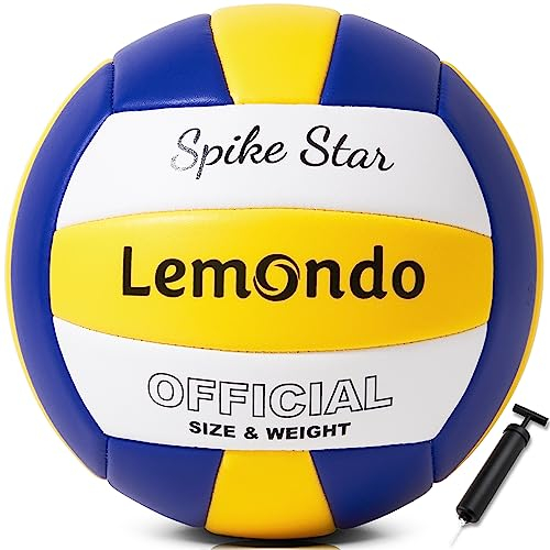 Lemondo Volleyball PU Leder Weich Soft Touch Wasserfest Beachvolleyball mit Pumpe Indoor Outdoor Wasserball Ball für Spiel Pool Strand Bälle Sommergeschenk(mit Pumpe)