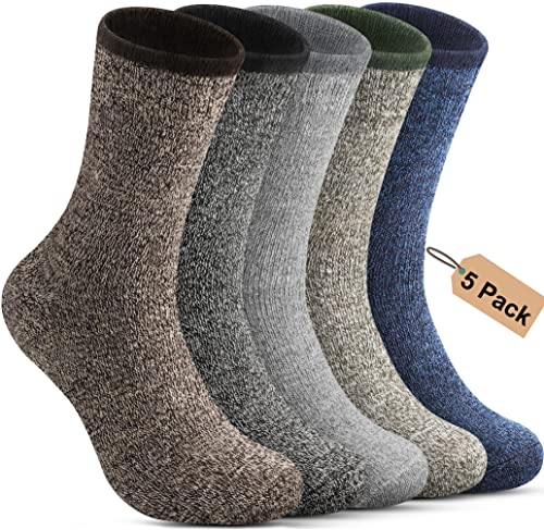 Annsuki 5 Paar Thermosocken Herren,Dicke Wintersocken Warme Socken,Wollsocken Thermo Socken Männer, Atmungsaktiv Warm Merino Winter für Outdoor Wandersocken Lauf Skisocken 39-46