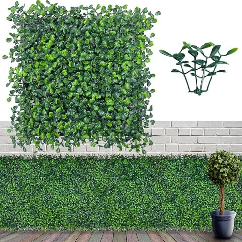 ODTORY Artificial Grass Wall Panel Backdrop,10 X 10 12P(8.4 sqft) UV-Anti Greenery Boxwood Panels for Indoor Outdoor Green Wall Decor & Ivy Fence Covering Privacy