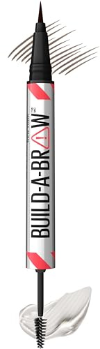 Maybelline Build-A-Brow 2-in-1 Brow Pen and Sealing Eyebrow Gel, Eyebrow Makeup for Real-Looking, Fuller Brows, Ash Brown, 1 Count