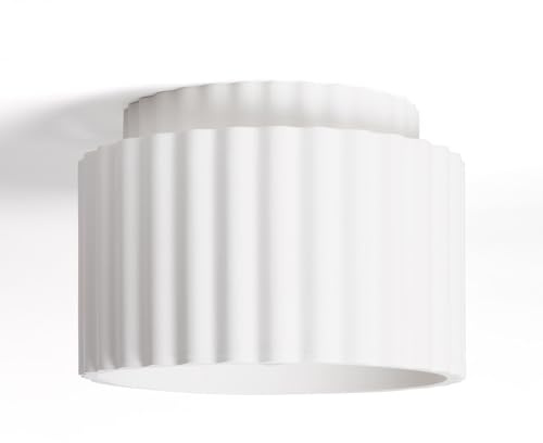 LEDKIA Lampada da Soffitto in Gesso Doppia Colonna Bianco