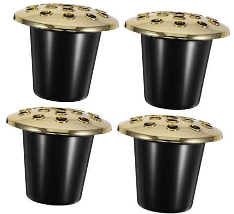 NOLITOY 4 Pièces Pot De Fleurs Funéraires Arrangement Floral pour La Tombe Décorations du Cimetière Porte-Arrangement des Fleurs Porte-Fleurs pour Cimetière Pot Funéraire Doré Plastique