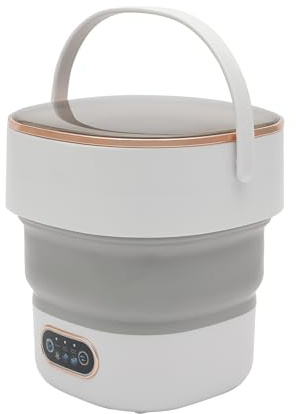 OUKANING Lavadora plegable con escurreplatos de 13 l, minilavadora portátil para viajes y dormitorio, lavadora de viaje portátil con función de ozono, 3 programas de lavado para ropa interior (gris)