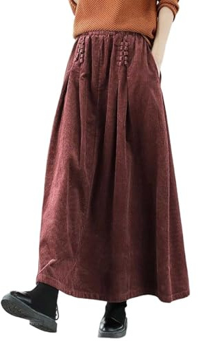 Generico Gonna Donna Scozzese,Gonne Invernali Donna Lunghe Elegante Vita Alta Maxi Lana Gonne Plissettata A Quadri Caldo A-Linea Gonna con Orlo Ampio per Autunno Inverno