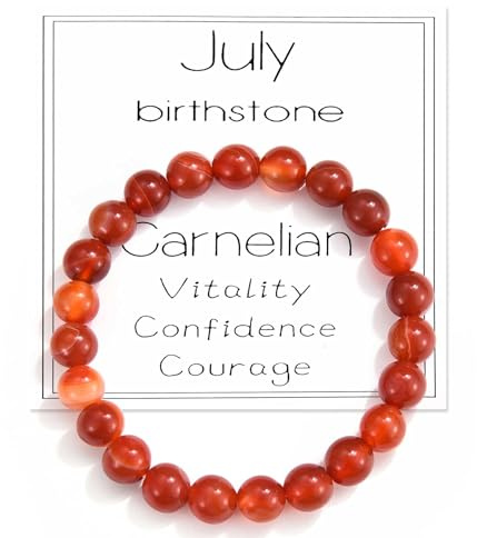 VYYU Birthday Gifts for Women Men - July Birthstone Bracelet, Carnelian Bead Bracelet Jewelry Happy Birthday Gifts for Daughter Son Mum Dad Niece Nephew Sister Brother