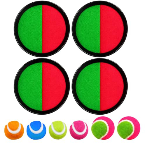 10PCS Toss and Catch Ball Set, Outdoor Games with Rackets, Large Balls and Small Balls, Outdoor Beach Games, Home Relaxation and Park Fun, All Ages