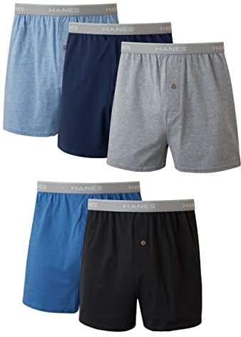 Hanes mens Exposed Waistband Knit - Multiple Packs Available boxer shorts, Assorted 5 Pack, XX-Large US