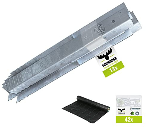 FATMOOSE SolidRoot Winkelanker aus feuerverzinktem Stahl für Spieltürme, Schaukeln, Stelzenhäuser - 14er-Set Anker inklusive Unkrautvlies