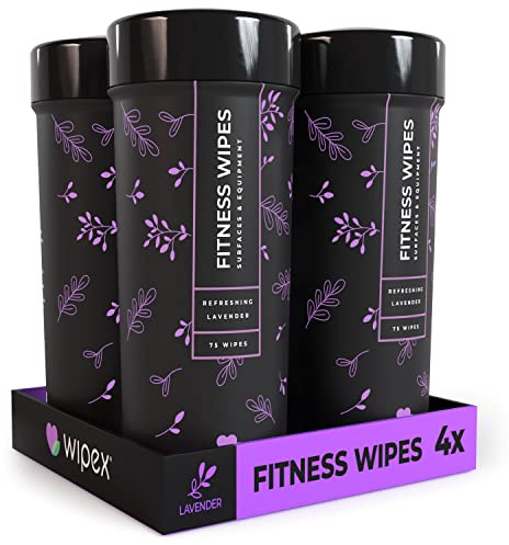Wipex Natural Gym and Fitness Equipment Wipes for Personal Use, 75 Count - Great for Yoga, Pilates, 4PK