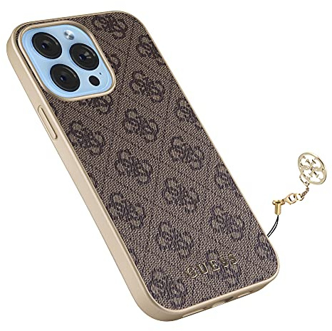 Guess GUHCP13XGF4GBR Hülle für iPhone 13 Pro Max 6,7,Polykarbonat, braun 4G Charms Collection