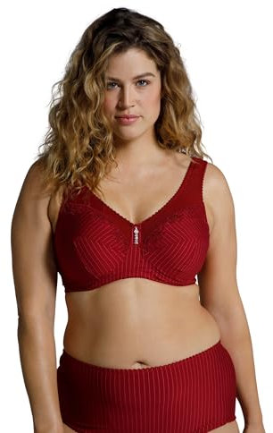 Ulla Popken Damen Entlastungs-BH, ohne Bügel, Strassanhänger, Cup C - G BRA, dunkelrot, 115D