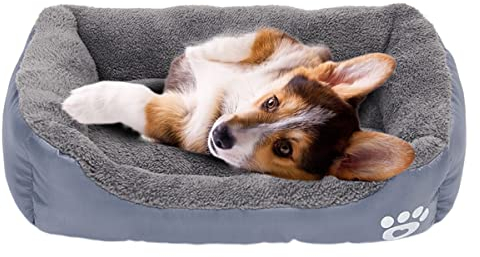 powerking Hundematte, weich, waschbar, für Hunde, Welpen, Schlafmatte und kleines Haustier-Schlafkissen (Hellgrau)