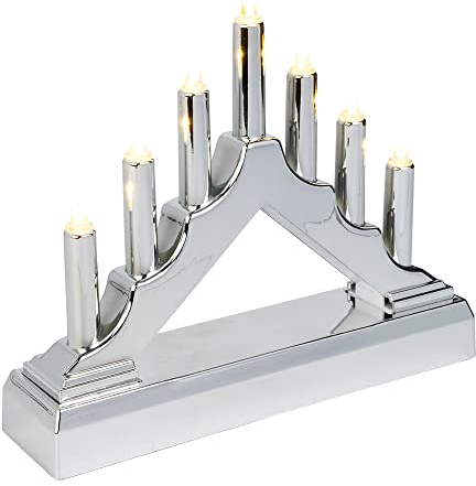 Ideen mit Herz Mini LED-Lichterbogen | 15,6 cm x 13cm x 3,8 cm | Inkl. Timer-Funktion (silber)