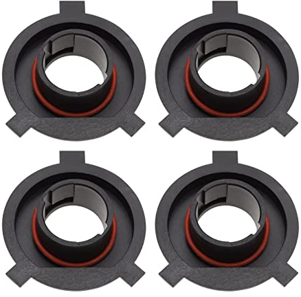 Be In Your Mind 4 Piezas H4 LED Adaptador de Faro Base Portalámparas Soporte de Retenedor con Anillos de Junta Retenedores de Bombilla de Faro de Coche Conjuntos de Iluminación Plástico Negro