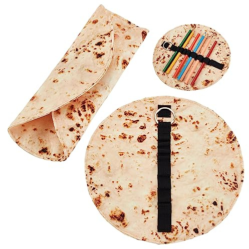 OLYCRAFT 2 Estuches para lápices de Tortilla, Rollo de Lona, para panqueques, enrollables, 22cm, Soporte Redondo para lápices para panqueques, papelería, para Suministros de Oficina Shcool