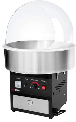 GGM Gastro | ZWJ950S#SPSZWJ | Zuckerwattemaschine - Ø 520mm - 950 Watt - Schwarz - inkl. Hygieneschutz