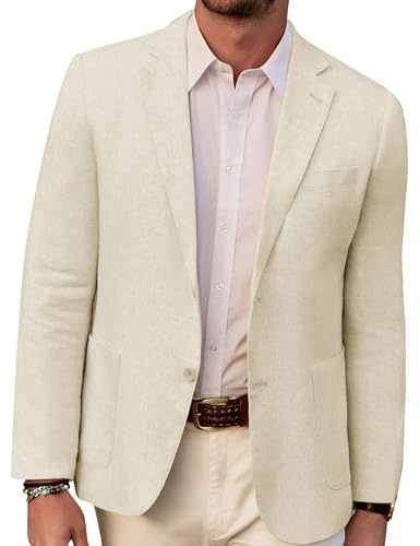 PJ PAUL JONES Giacca da uomo casual, slim fit, in lino, leggera, con 2 bottoni, Sporty Slim Fit Leisure Blazer, albicocca, XL