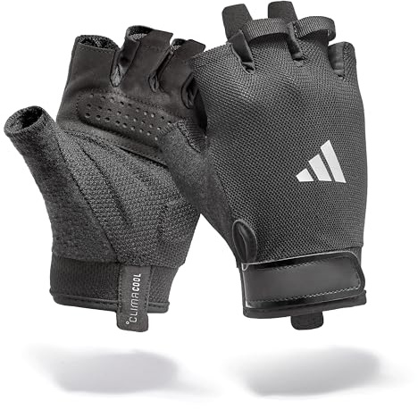 adidas Guanti da allenamento essenziali, tecnologia Aeroready che assorbe l'umidità, insieme a un palmo estremamente confortevole e resistente in finta pelle scamosciata