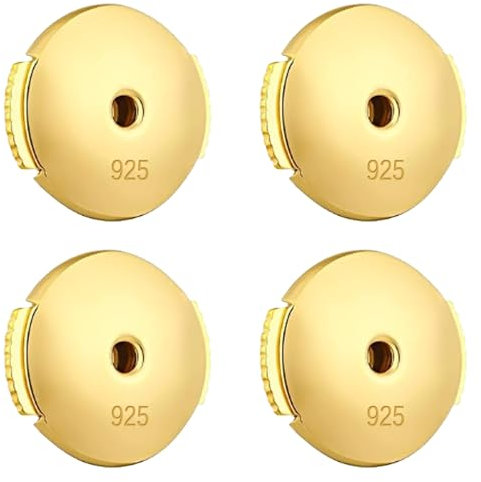 GIONAR Fermoirs de Boucles d'Oreilles, Lot 2 Paires Or 14K pour Clous Diamant Hypoallergéniques en Argent 925, Fermoir Boucles d’Oreilles, pour Femmes Fermoir Boucle D'oreille Dos Réglable